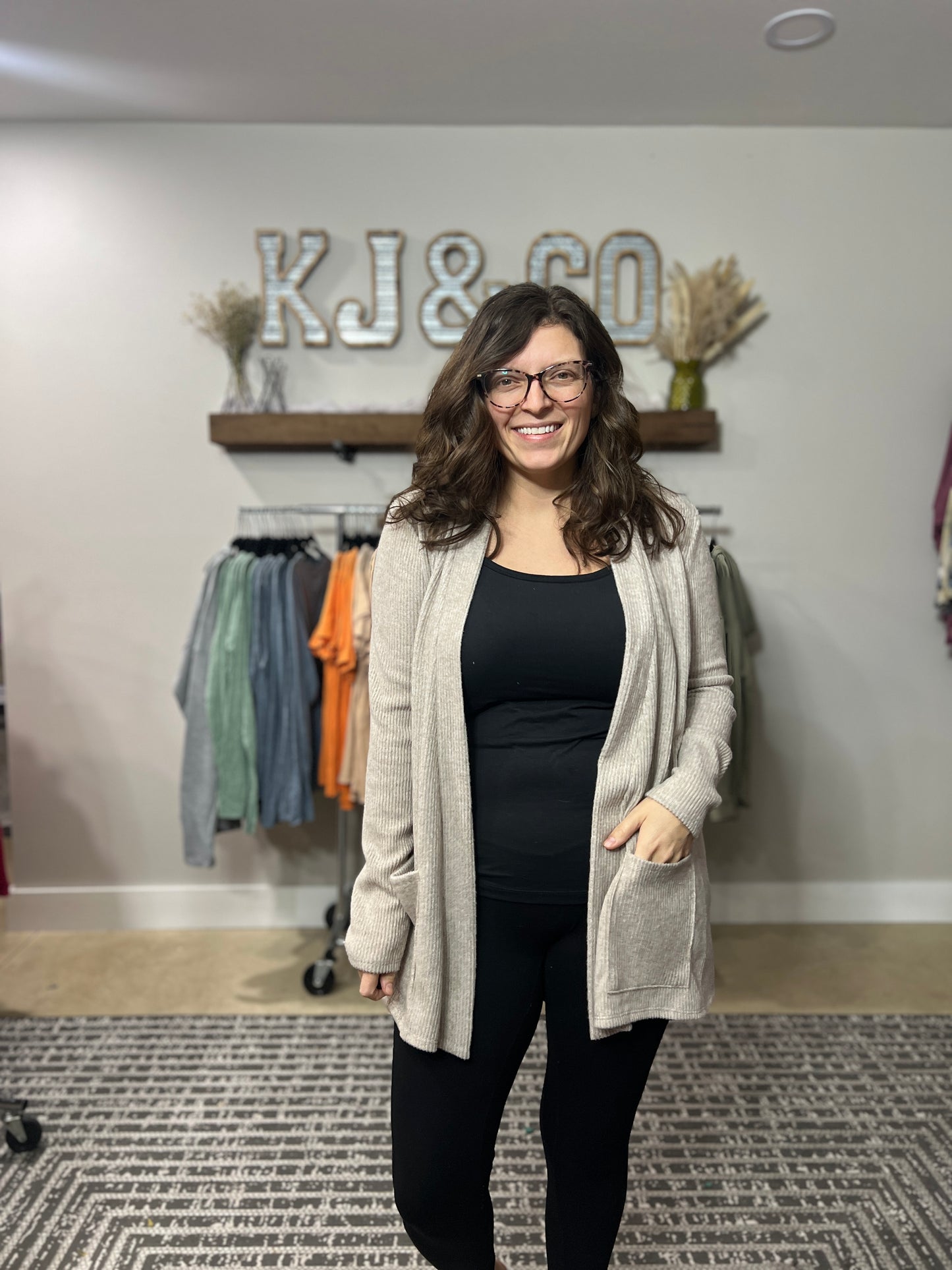 Heathered Ribbed Sweater Cardigan