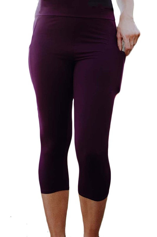 Solid Buttery Soft Capri Pocket Leggings