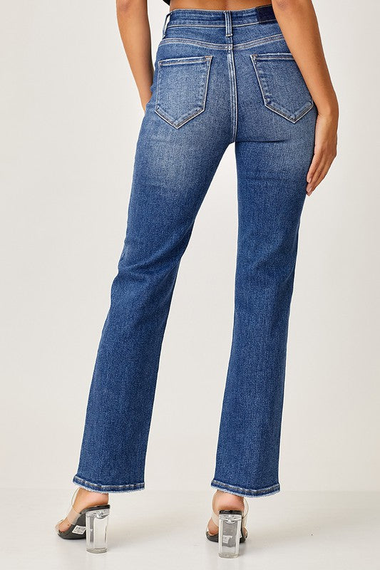 Mid Rise Slim Relaxed Straight Jeans