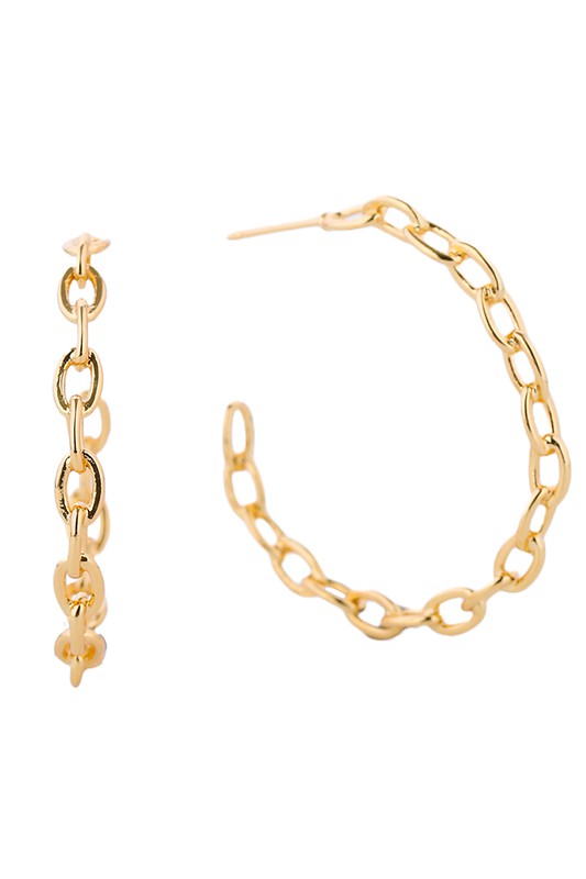 14 K Large Link Hoops