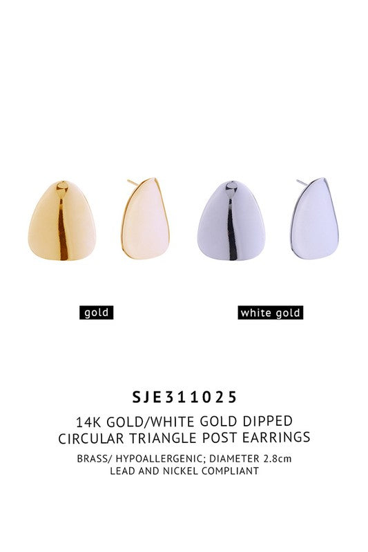 14 K Circular Triangle Earring