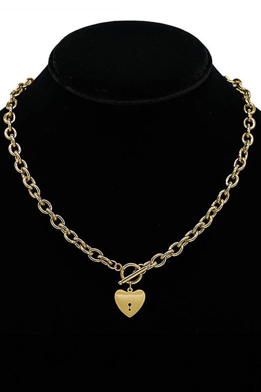 Stainless Heart Toggle Necklace