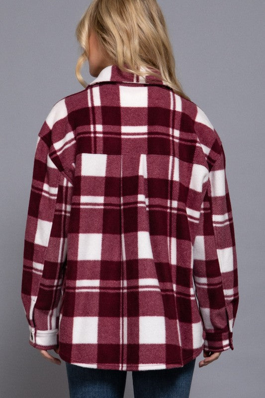 Burgundy Check Shacket