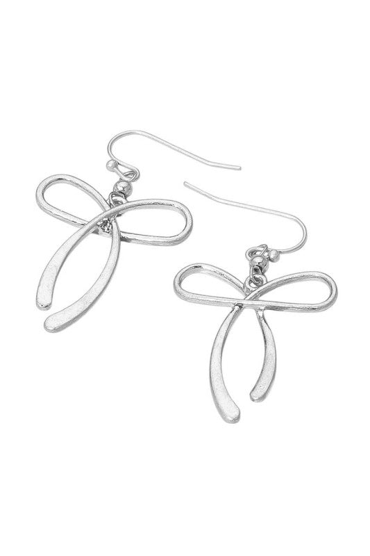 Metal Bow Dangle Earrings