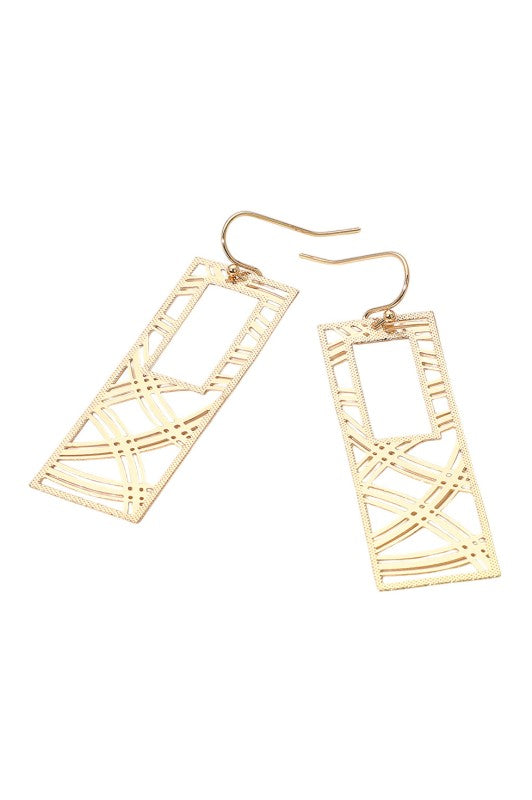 Geometric Rectangle Cutout Dangle Earrings