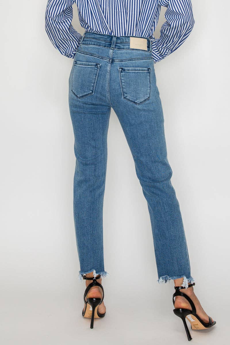 High Rise Double Waistband Straight Jean