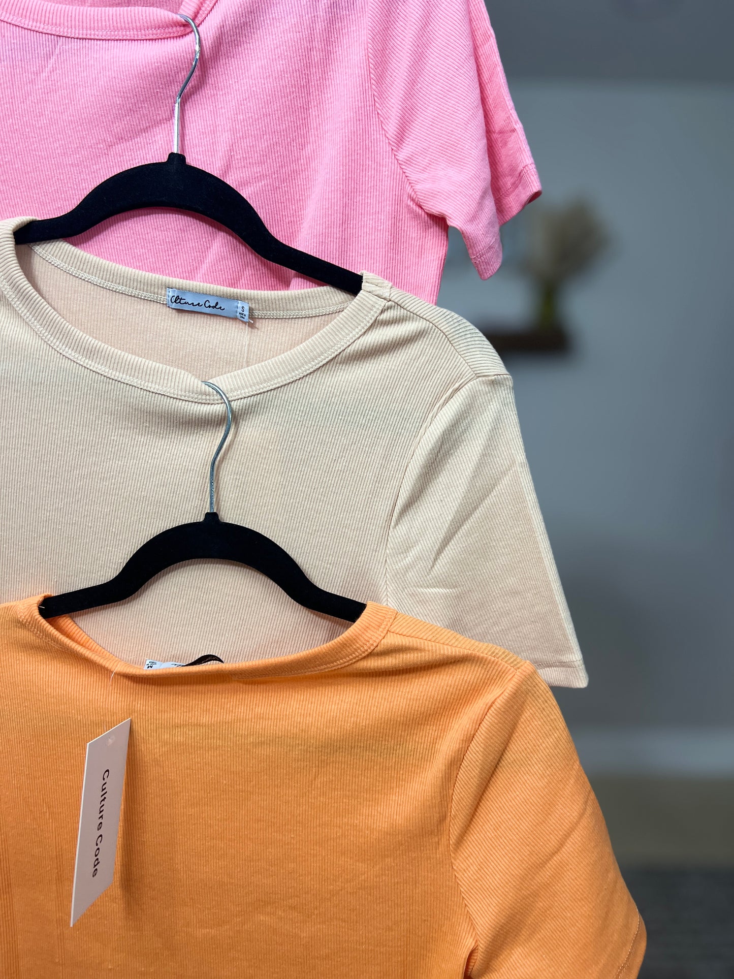 Ribbed Short Sleeve Fitted Tee