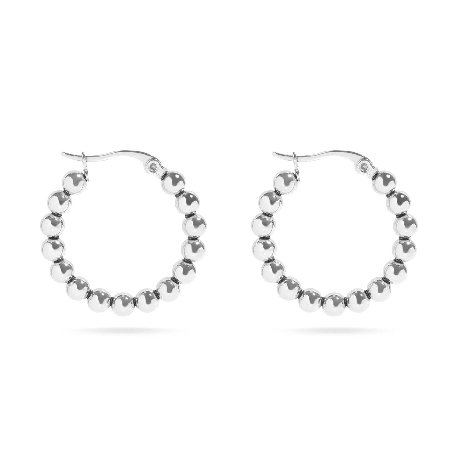 18K Gold Stainless Steel Circle Ball Hoop Earrings