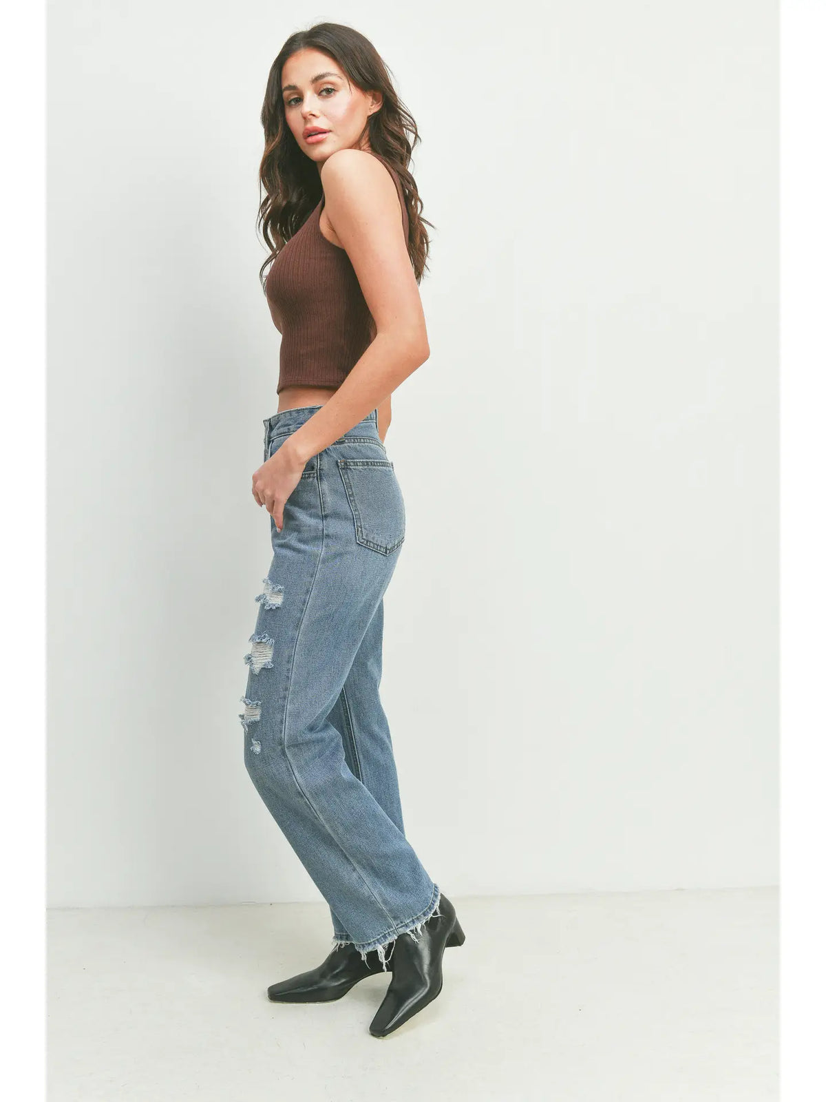 90's Distressed Loose Fit Straight Jean