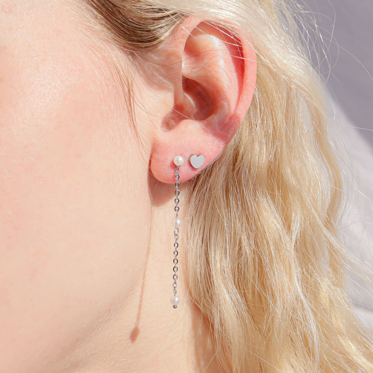 18K Gold PVD Stainless Steel Heart Stud Earrings