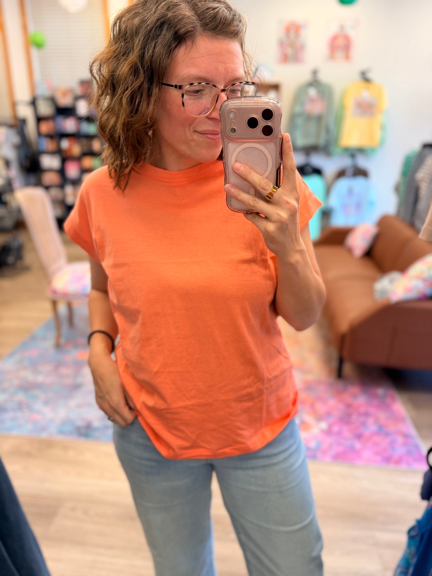 Basic Rolled Sleeve Cotton Tee