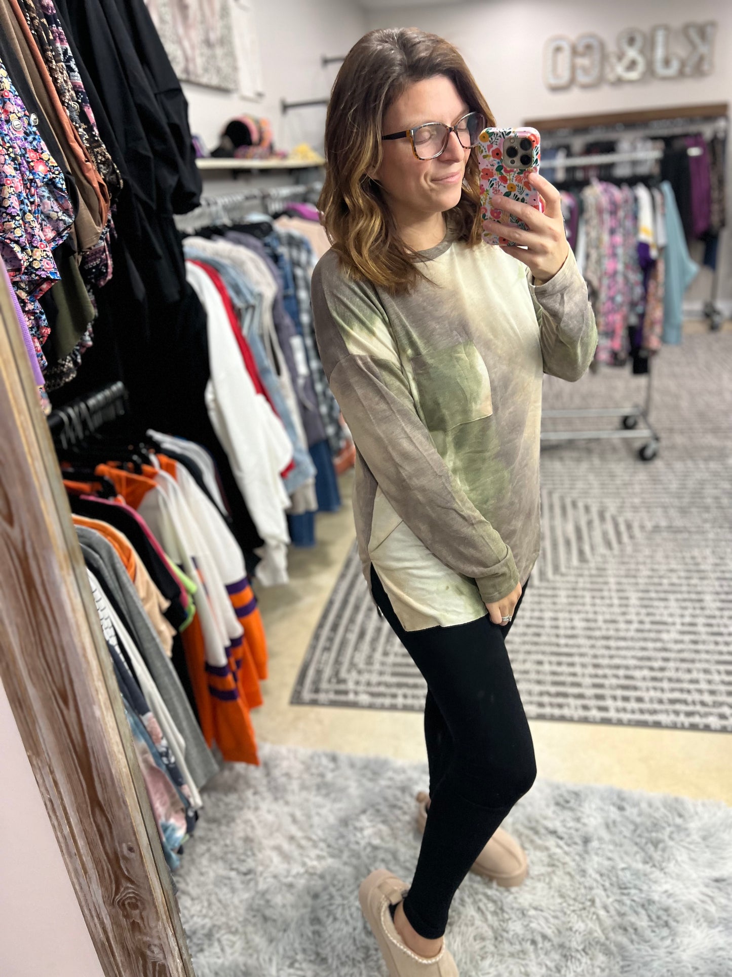 Tie Dye Pocket Sweatshirt Top