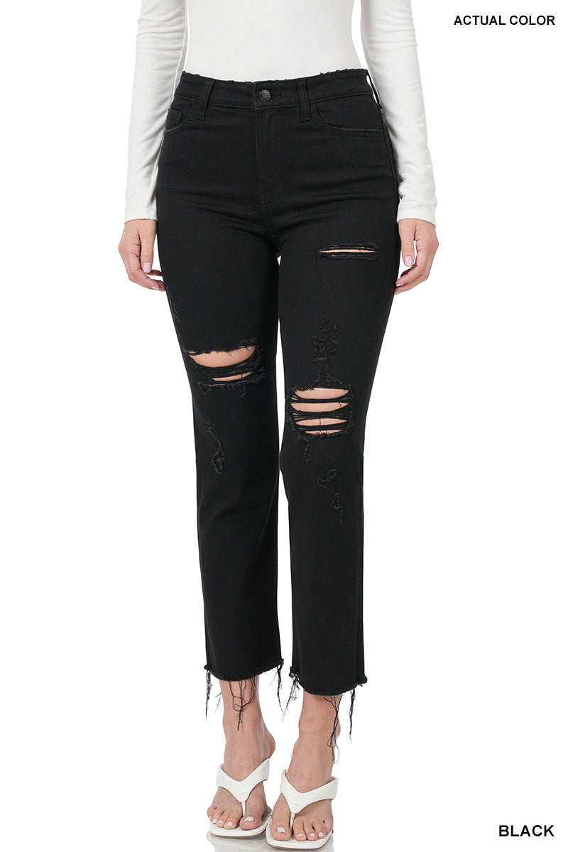 Zenana Distressed Black Denim