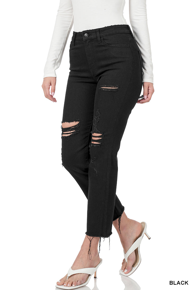 Zenana Distressed Black Denim