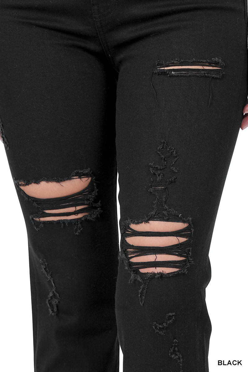 Zenana Distressed Black Denim