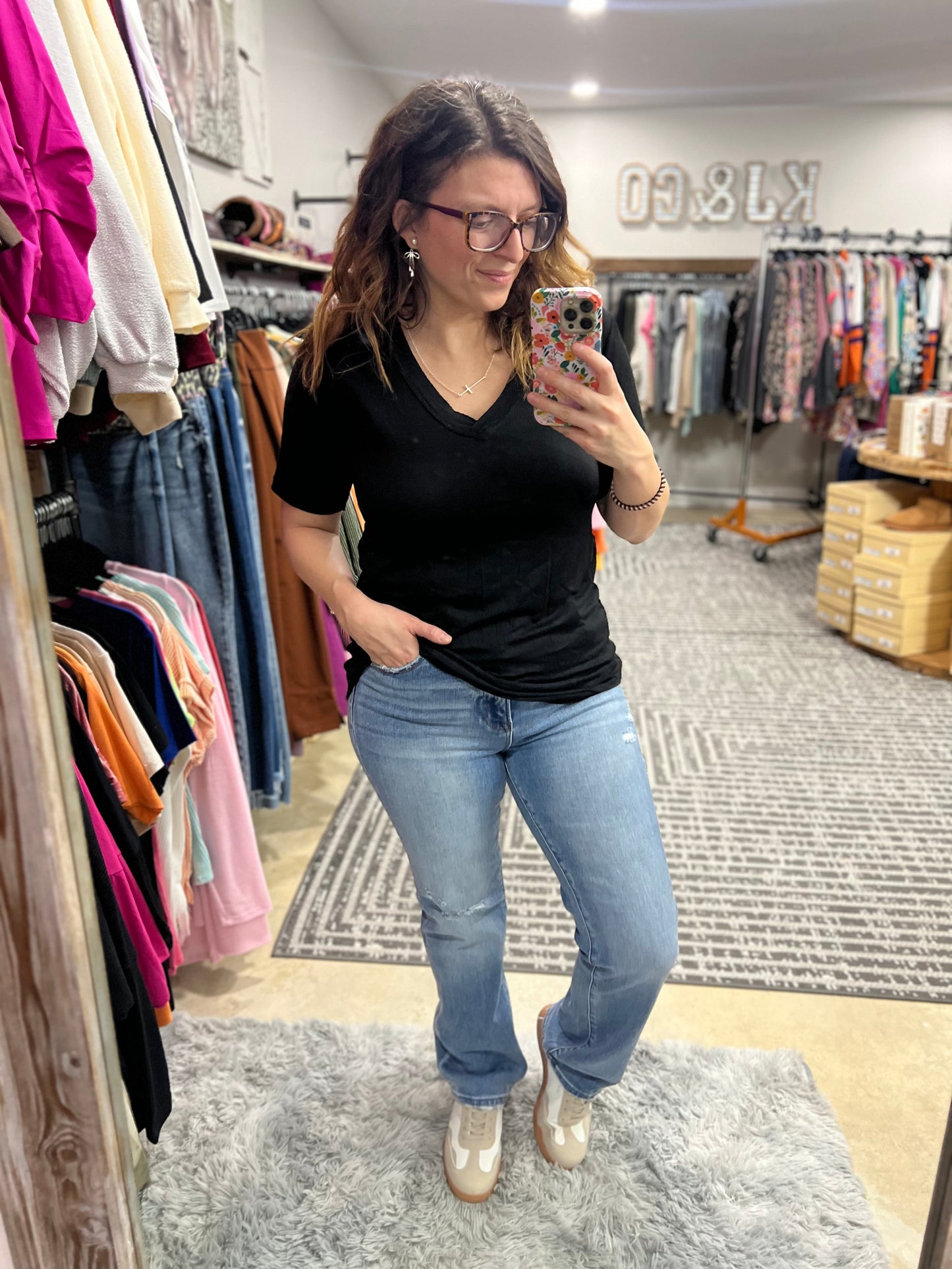 Rayon V Neck Basic Tee