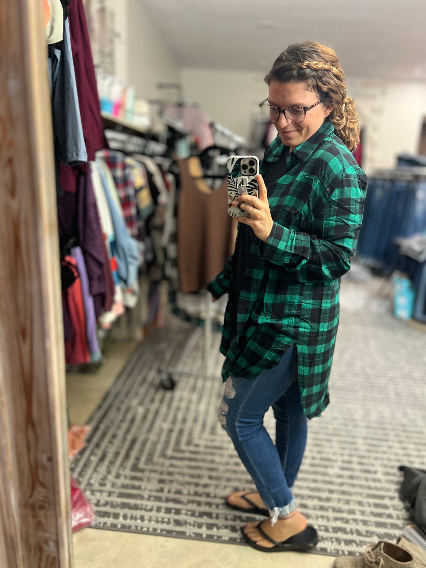 Plaid Button-Up Tunic (PLEASE NOTE SIZING)
