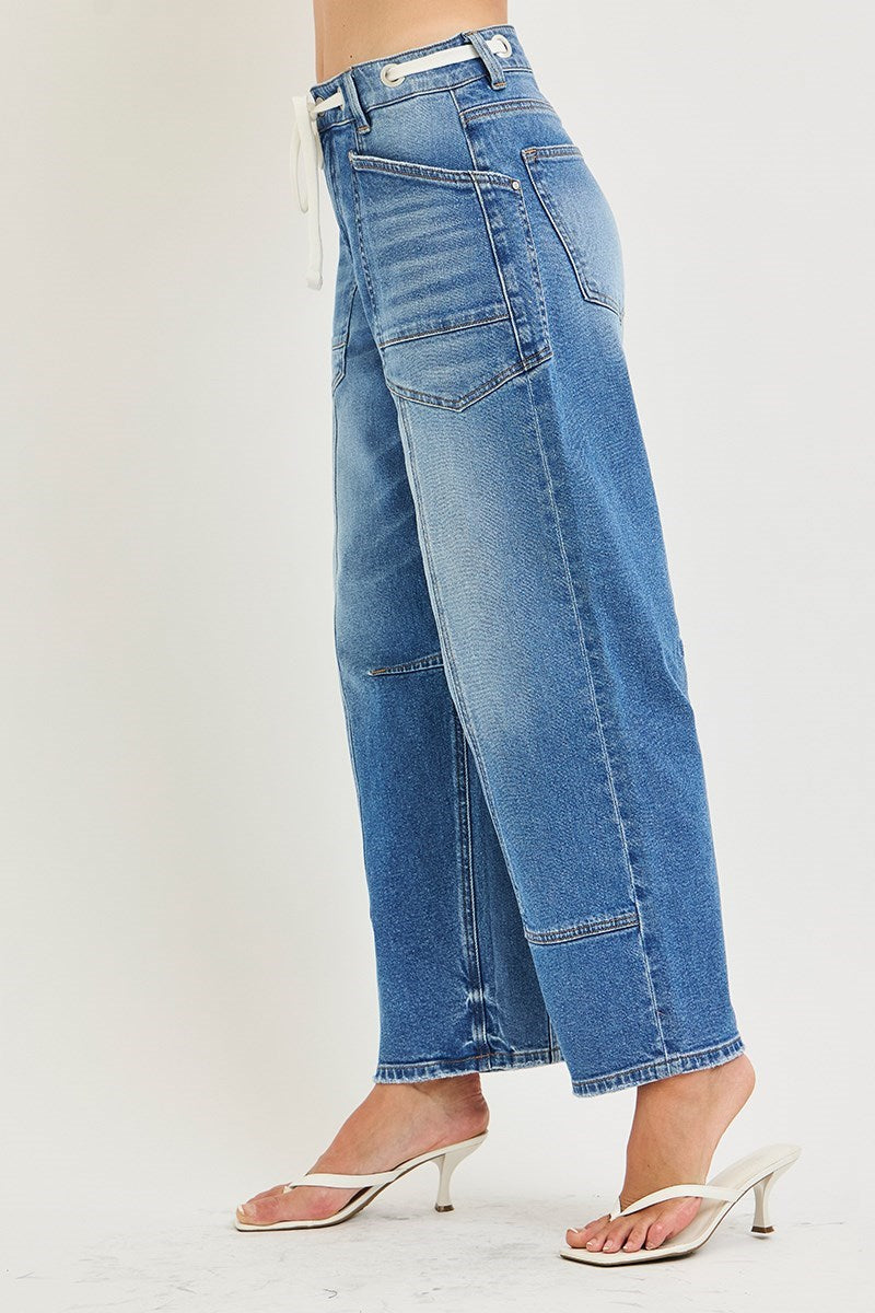 Risen Slouchy Tie Barrel Jeans