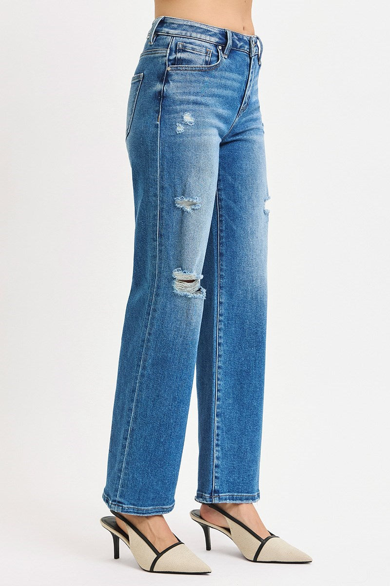 Risen High Rise Ankle Straight Distressed