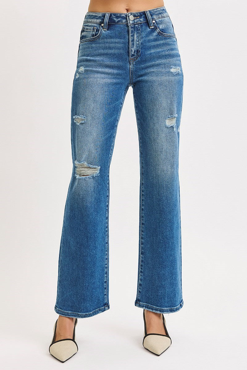 Risen High Rise Ankle Straight Distressed