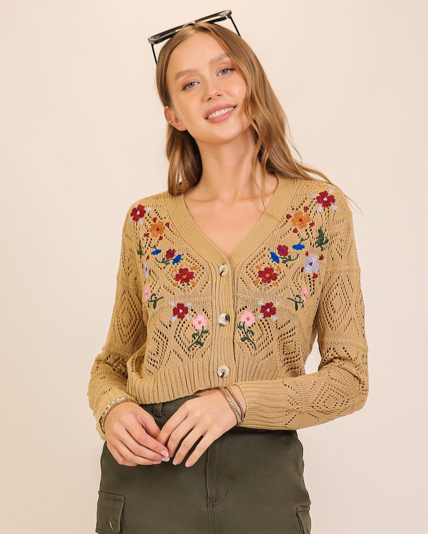 Floral Embroidered Cardigan