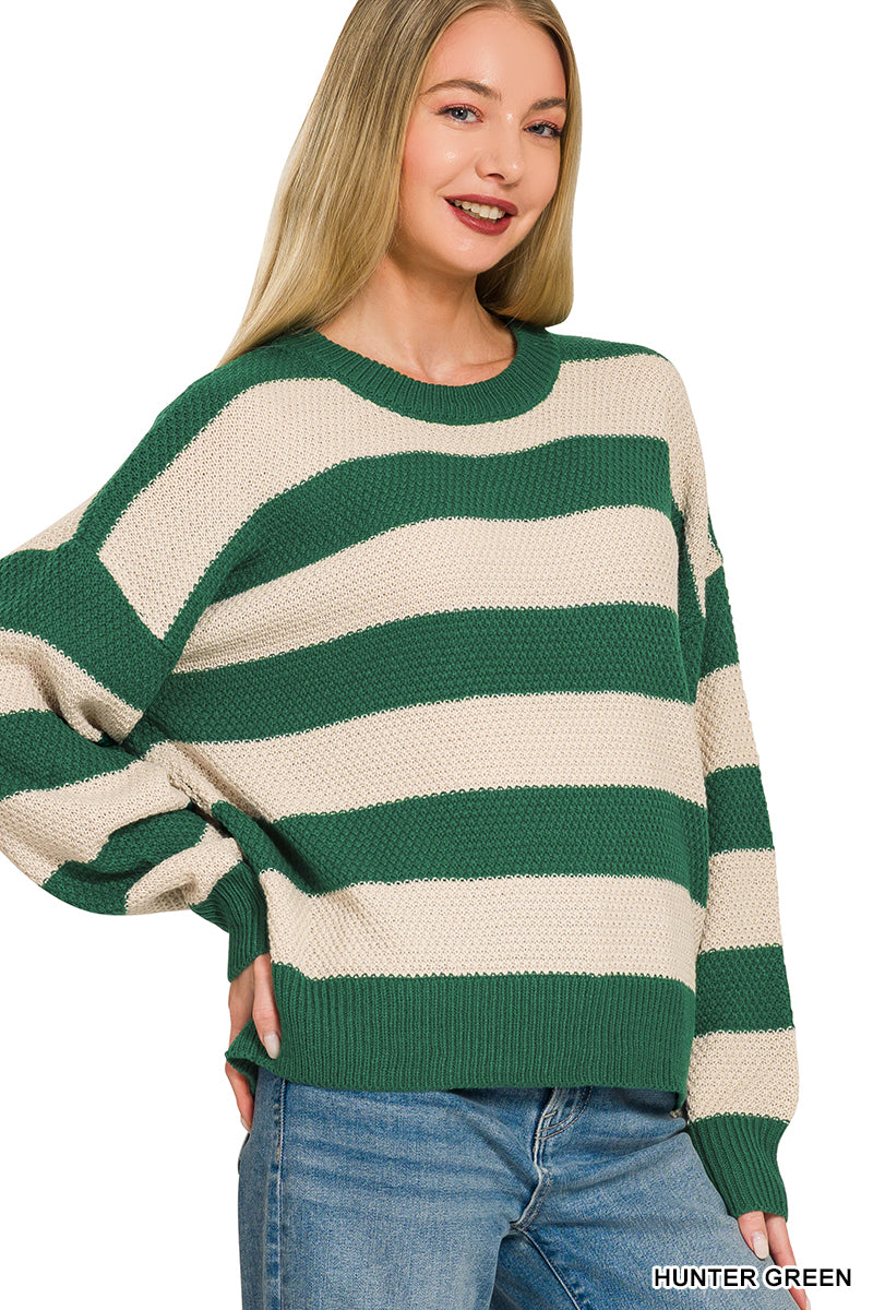 Striped Waffle Sweater
