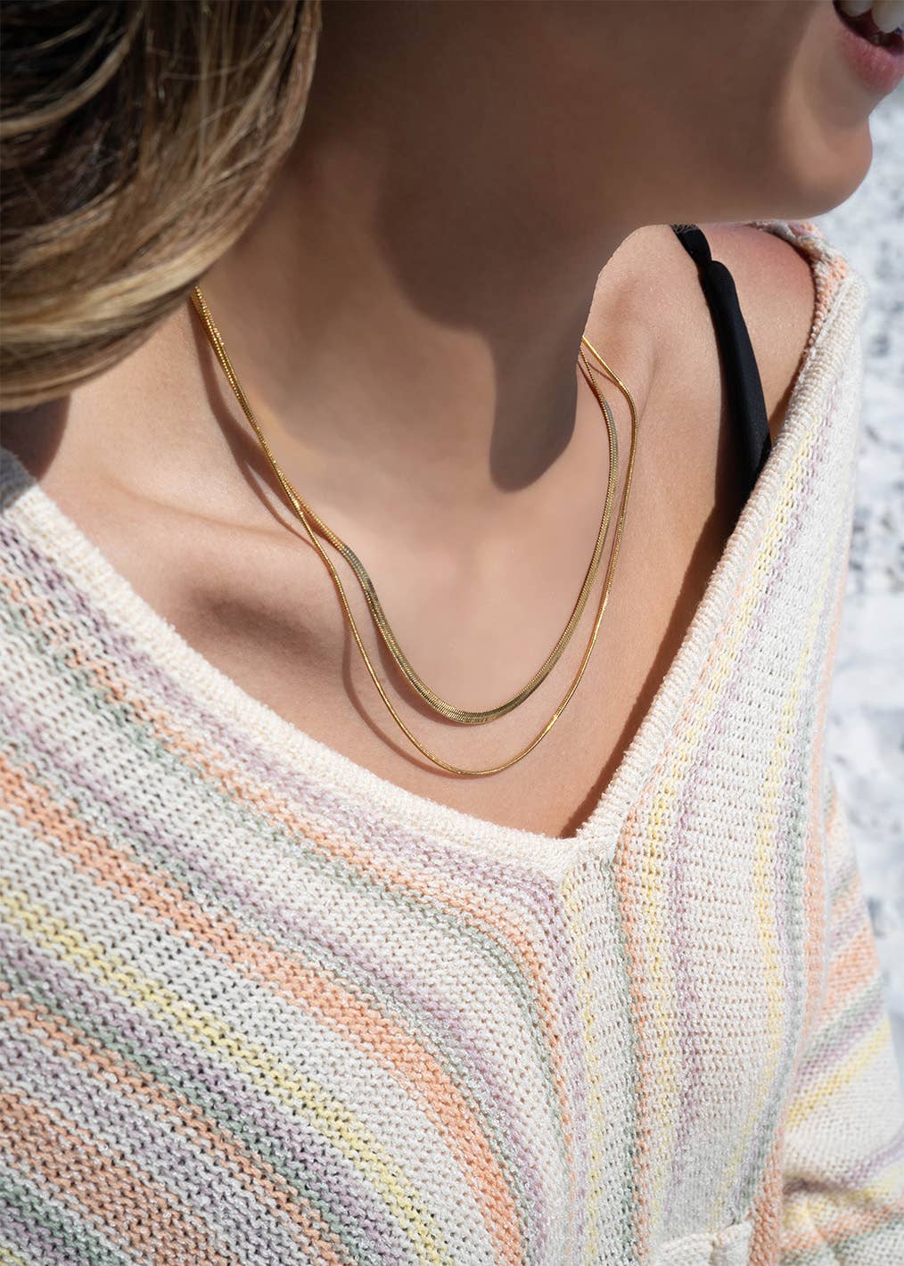 Layered Chain Necklace 18K Gold PVD Stainless Steel