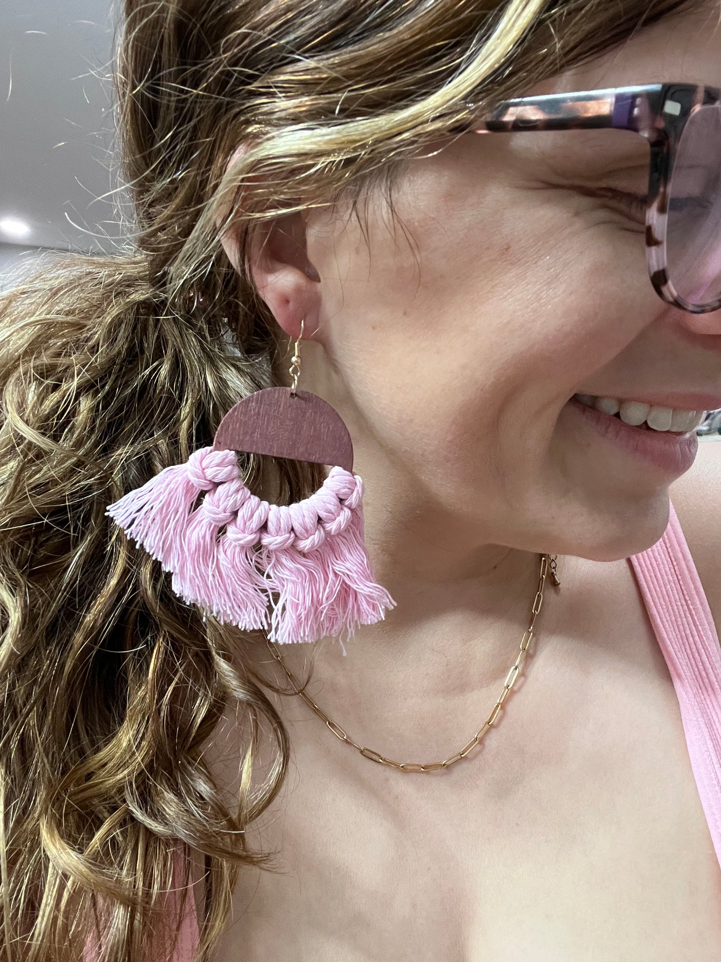 Pretty in Pink Tassel Drop Earrings