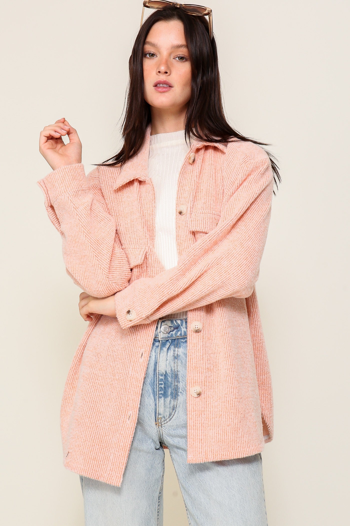 Brushed Thermal Button Up Shacket