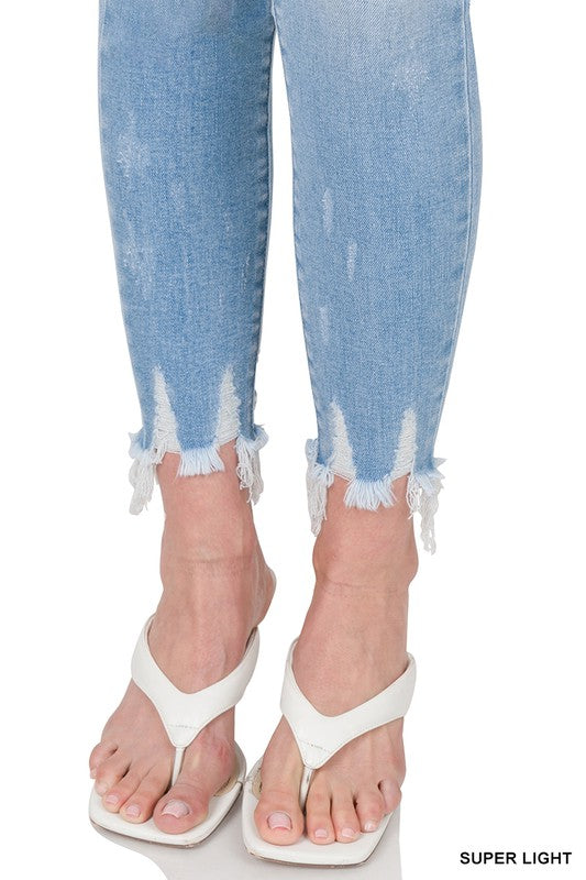 Distressed Skinny Denim in Light Wash