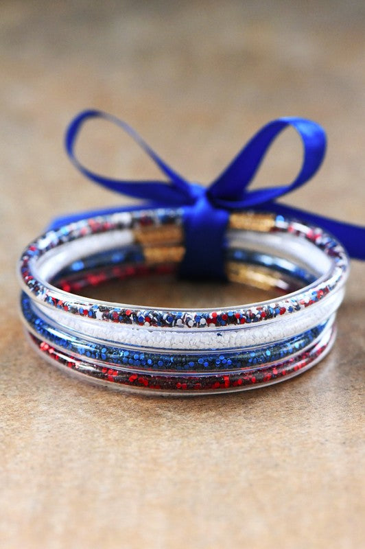 Patriotic Confetti Sequin Tube Bracelets