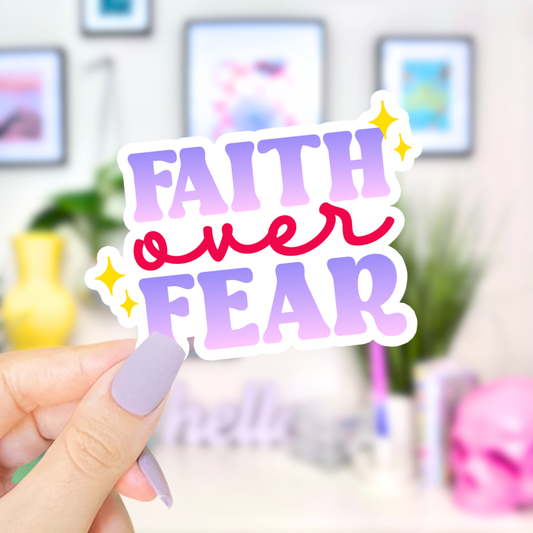 Faith over Fear Christian Waterproof Vinyl Sticker: Premium: Individually Packaged Stickers