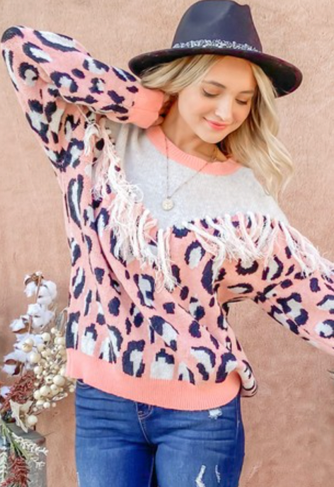 Fringy Leopard Sweater