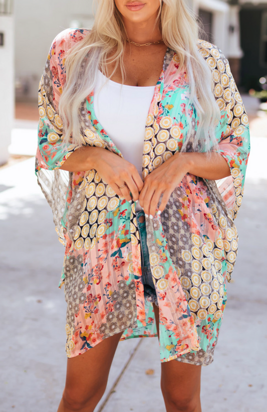Trendsetter Floral Shimmer Kimono