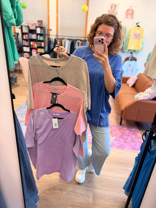 Acid Wash Oversized Lightweight T-Shirt-Note sizing
