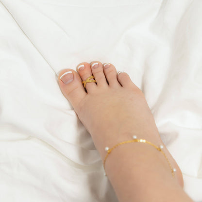 18K Gold PVD Stainless Steel Cross Over Toe Ring