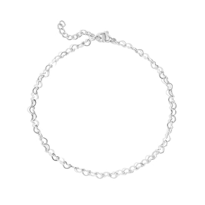 18K Gold Stainless Steel Linked Hearts Anklet