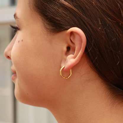 Geometric Huggie Hoop Earrings 18K Gold PVD Stainless Steel