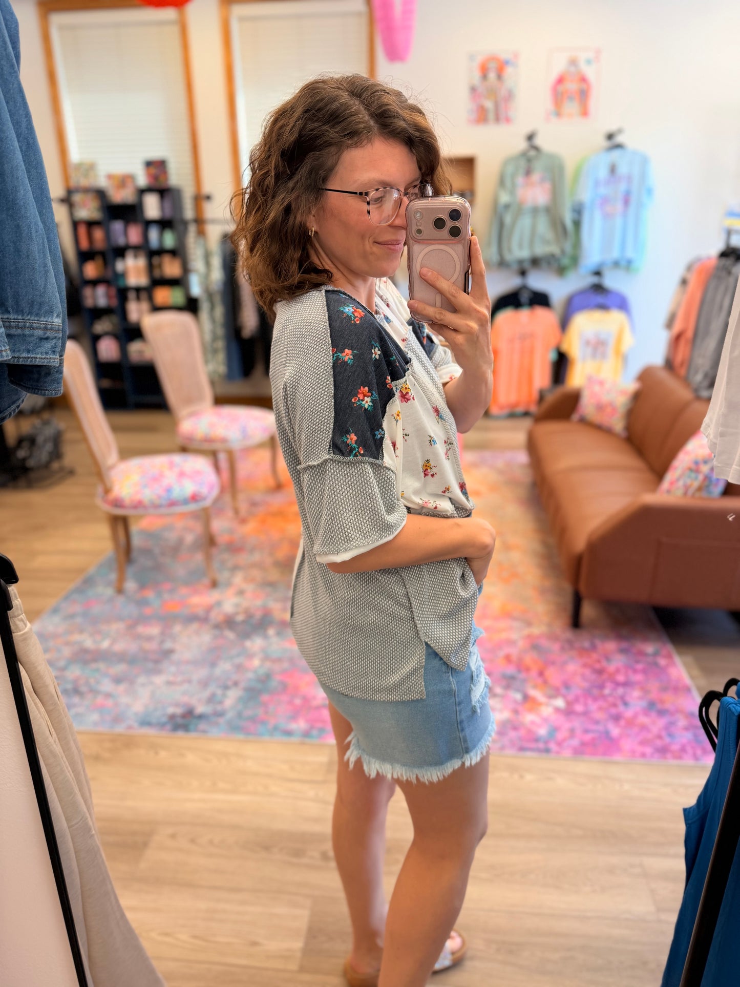 Patchwork Floral Mixed Print Top