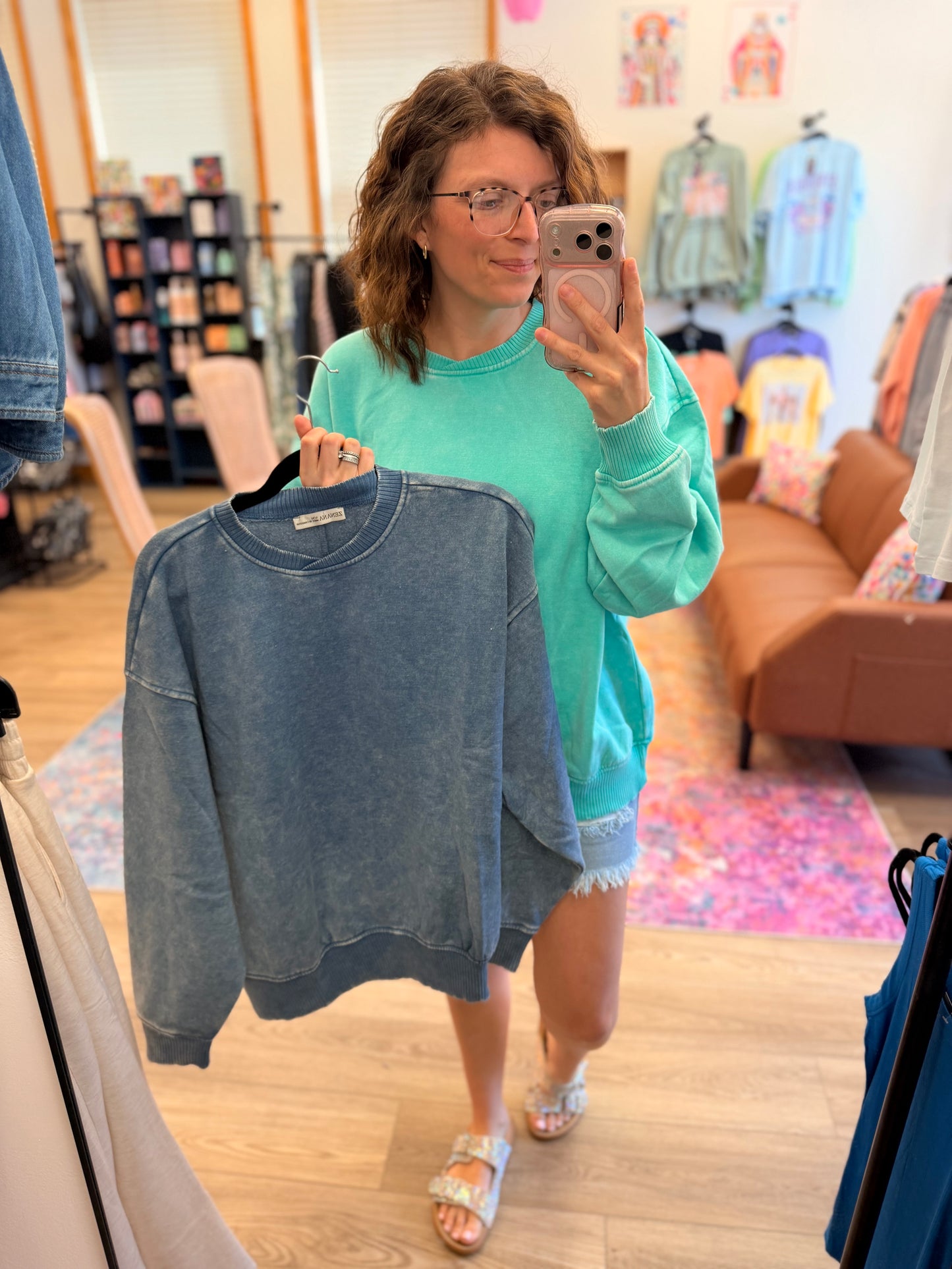 Crossover Coziest Acid Wash Fleece Pullover