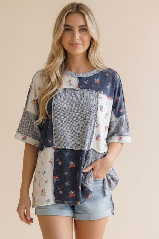 Patchwork Floral Mixed Print Top