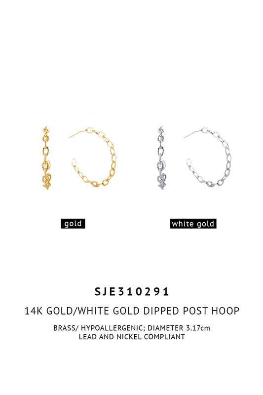 14 K Large Link Hoops