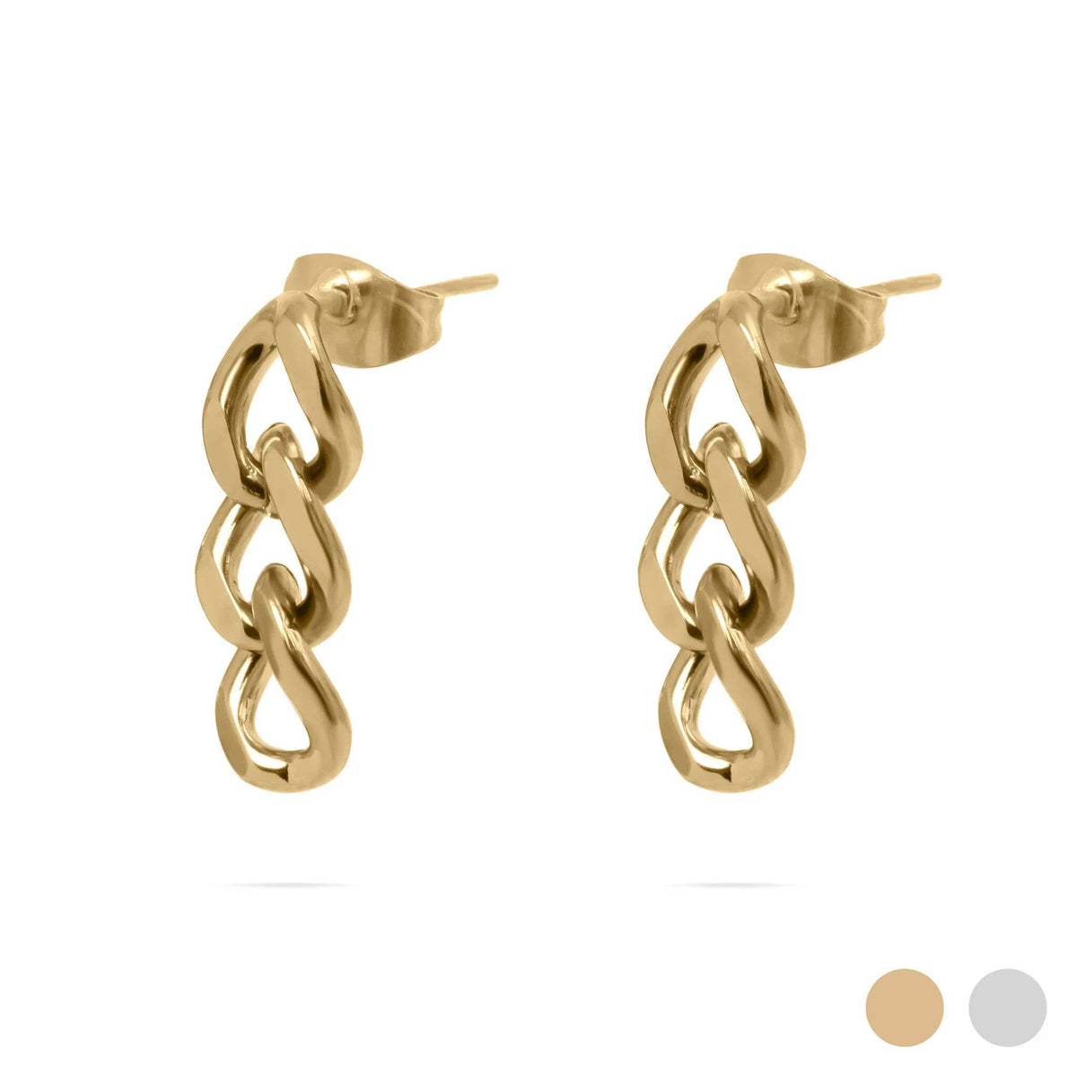 Curb Chain Dangle Earrings 18K Gold PVD Stainless Steel