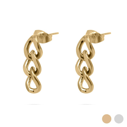 Curb Chain Dangle Earrings 18K Gold PVD Stainless Steel