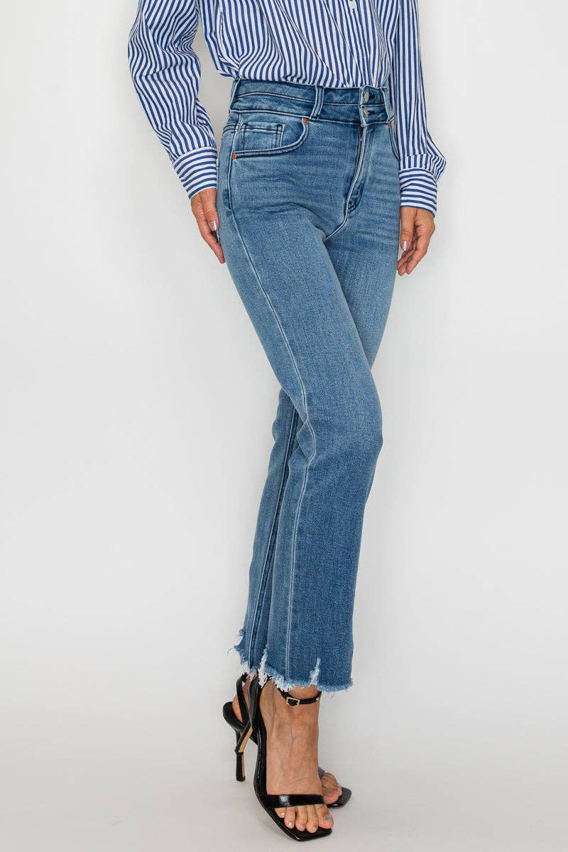 High Rise Double Waistband Straight Jean