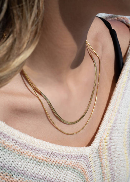 Layered Chain Necklace 18K Gold PVD Stainless Steel