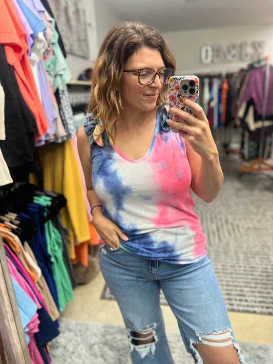 Ruffled Up Tie Dye Top