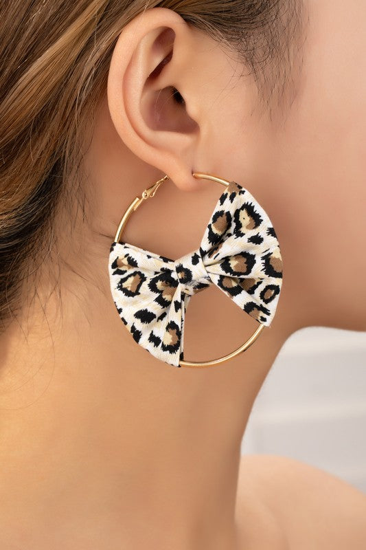 Leopard Bow Hoops