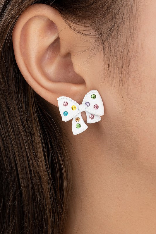 The Cutest Rhinestone Bow Studs