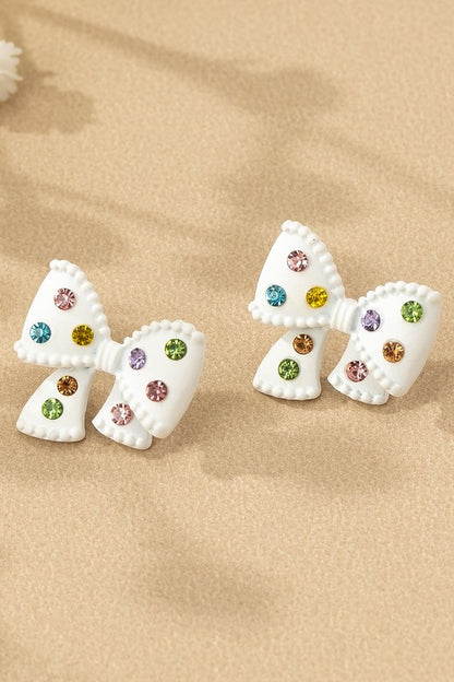 The Cutest Rhinestone Bow Studs